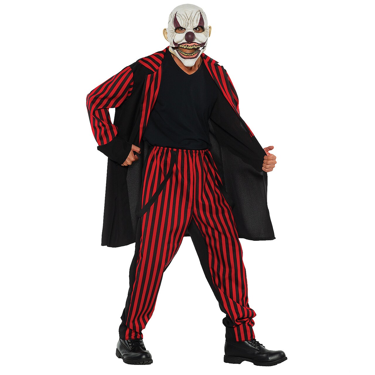 Sideshow Costume One Size Red And Black Striped Clown Jacket With Pants Set